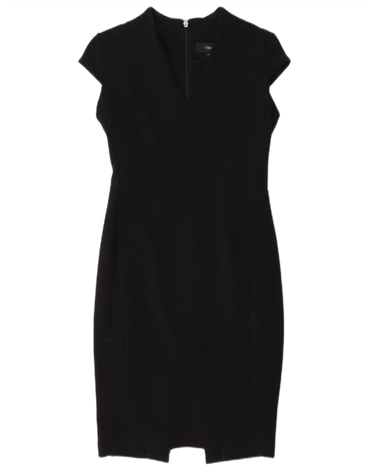 Próximo Vestido bainha feminino UK 8 pequeno poliéster preto