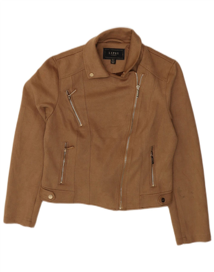 Jaqueta bomber feminina Lipsy UK 12 poliéster marrom médio