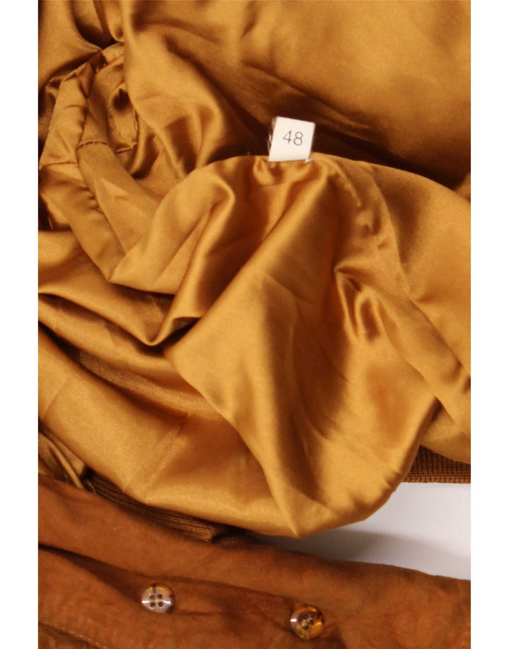 Jaqueta bomber masculina vintage de camurça IT 48 couro bege médio