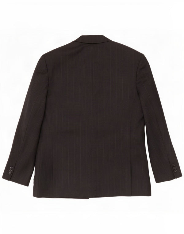 Jaqueta Blazer curta masculina Marks & Spencer Reino Unido 42 XL risca de giz preta