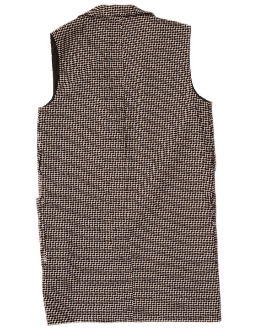 Zara Womens Longline Oversized Gilet UK 10 Pequeno Houndstooth Preto