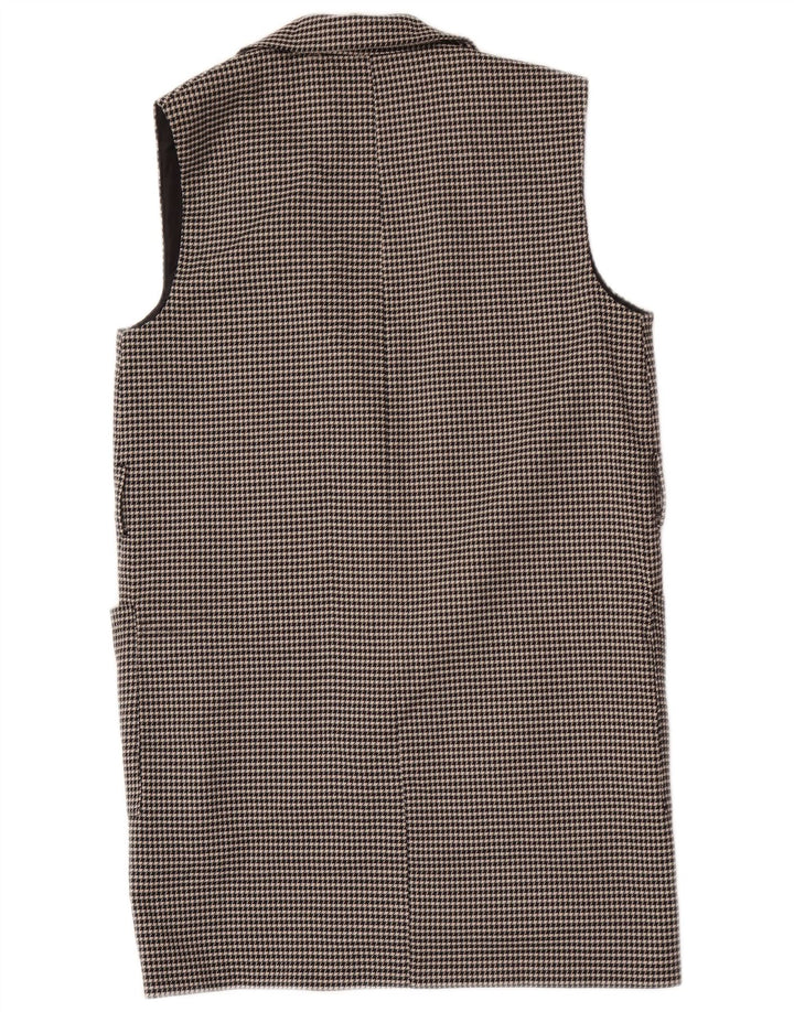 Zara Womens Longline Oversized Gilet UK 10 Pequeno Houndstooth Preto