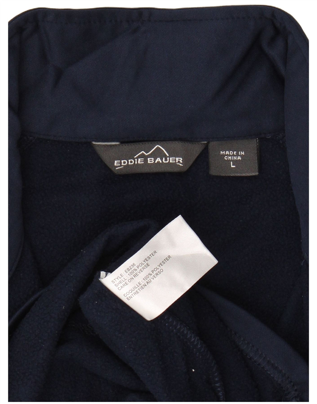 EDDIE BAUER Suéter masculino com zíper e gola grande poliéster azul marinho