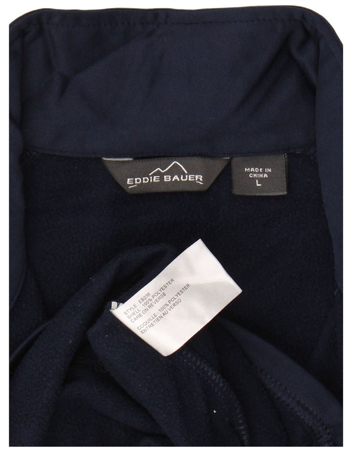 EDDIE BAUER Suéter masculino com zíper e gola grande poliéster azul marinho