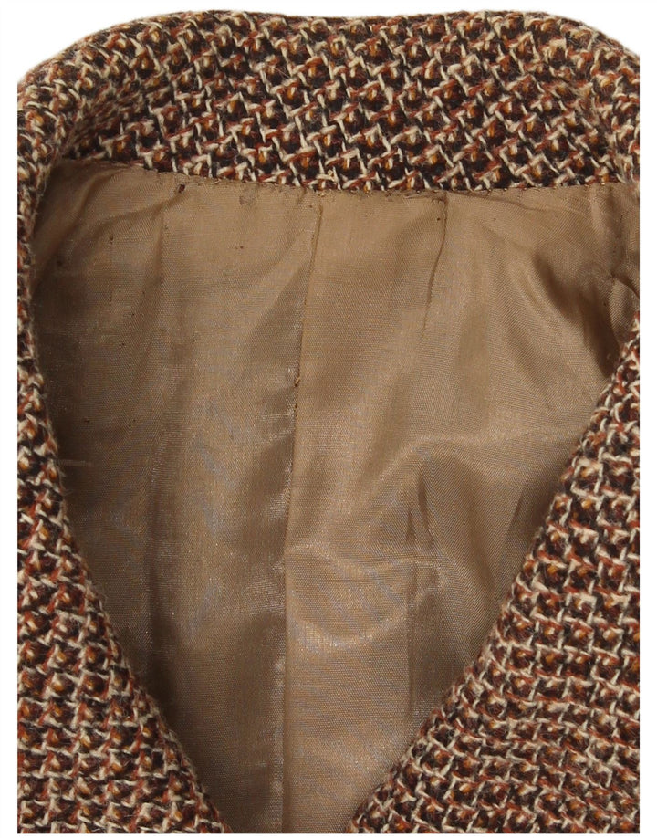 Casaco feminino vintage com peito duplo UK 14 marrom médio