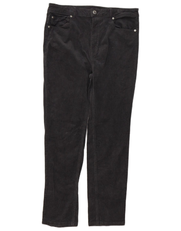 Calça feminina de veludo cotelê Marks & Spencer UK 16 grande W34 L27 cinza
