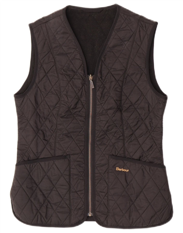 Colete acolchoado feminino Barbour UK 10 pequeno preto poliamida