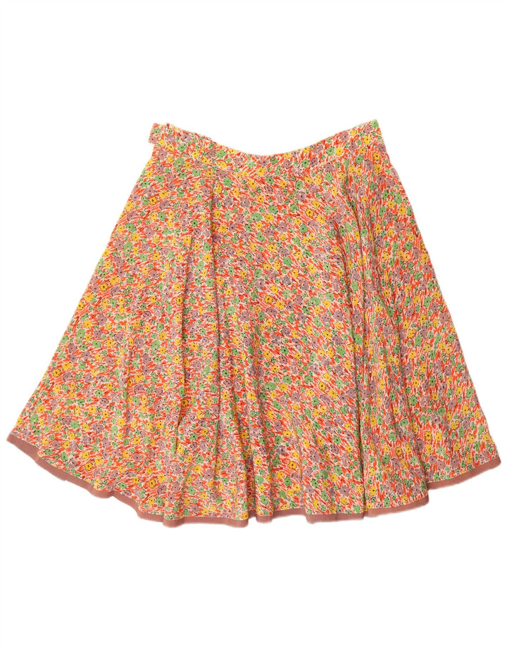 Saia evasê feminina VINTAGE W32 grande floral multicolorida