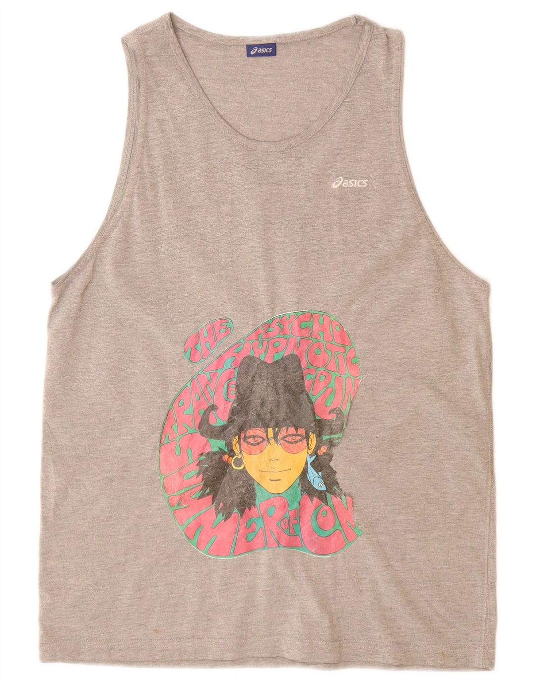Colete gráfico ASICS para meninas 15-16 anos XL cinza manchado