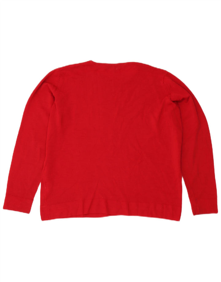 Suéter feminino Marks & Spencer com gola canoa Reino Unido 16 grande lã vermelha