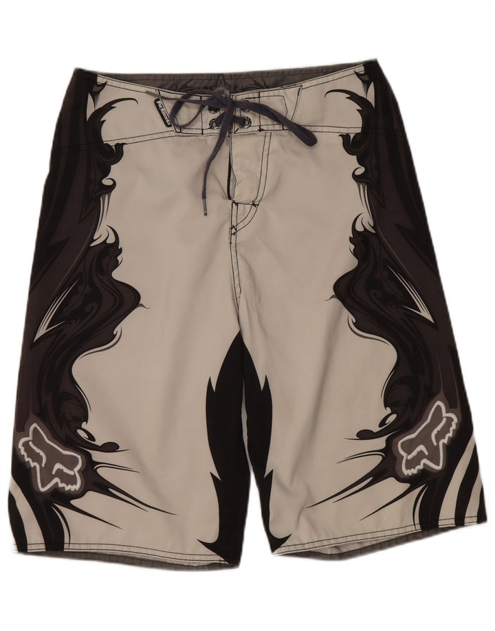 Shorts de natação masculino Fox Graphic cinza médio poliéster colorblock