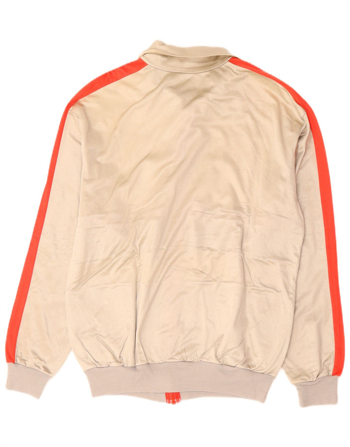 Jaqueta vintage masculina de agasalho cinza médio colorblock