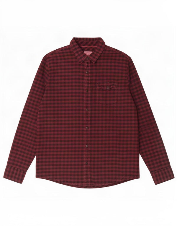 Camisa masculina de flanela Fat Face XL algodão guingão cor de vinho