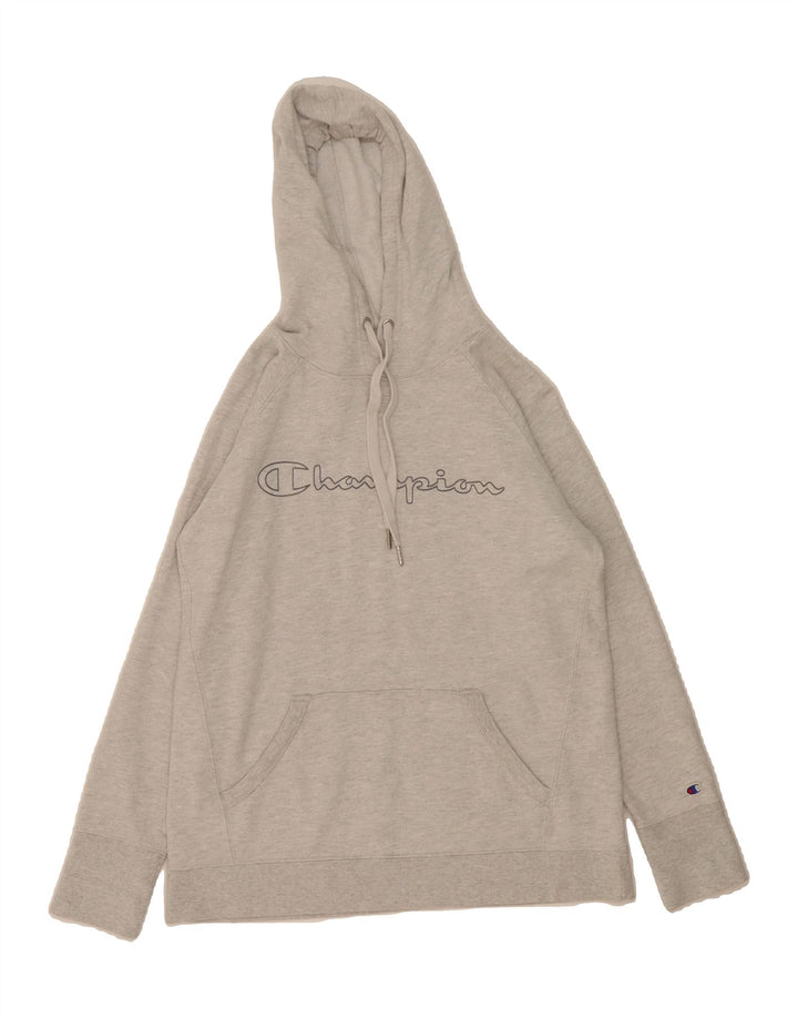 CHAMPION Womens Graphic Hoodie Jumper UK 14 Medium Grey Cotton Vintage Champion and Second-Hand Champion from Messina Hembry 