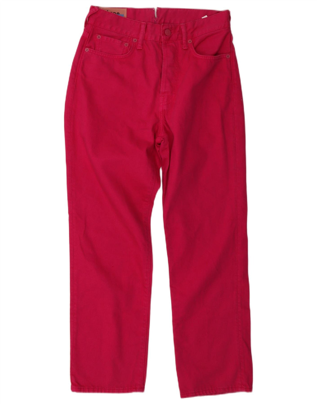 Acne Studios Calça jeans feminina cintura alta reta W27 L27 algodão rosa