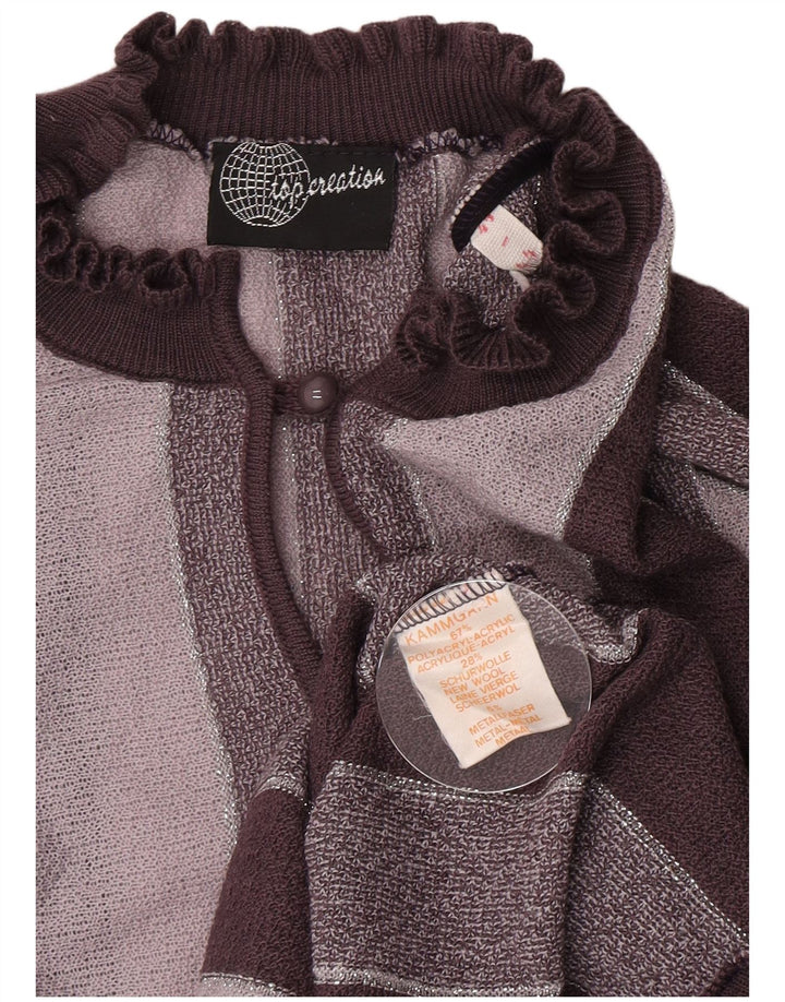 Suéter feminino vintage com gola tartaruga IT 44 Acrílico listrado cinza médio