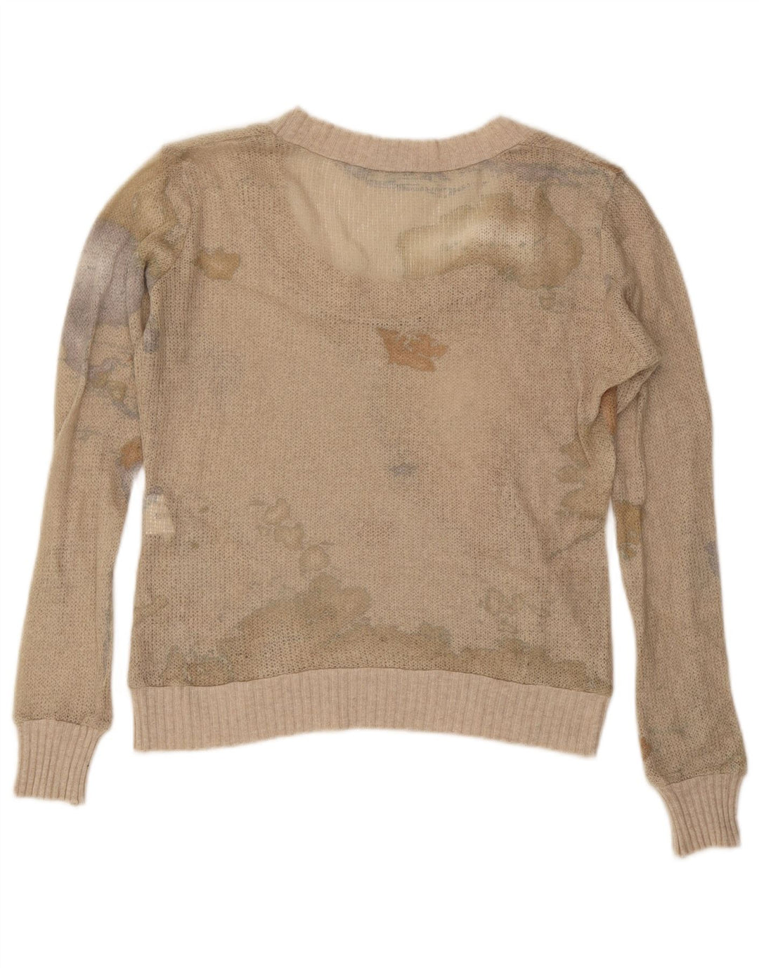 Suéter feminino ALVIERO MARTINI com gola canoa Reino Unido 14 médio bege
