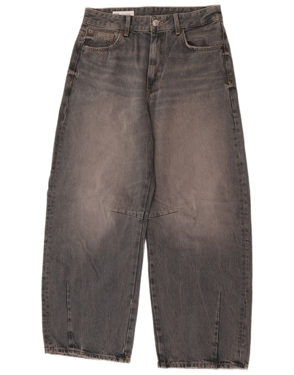 Zara Calça jeans masculina cintura alta solta EU 38 pequena W28 L30 cinza