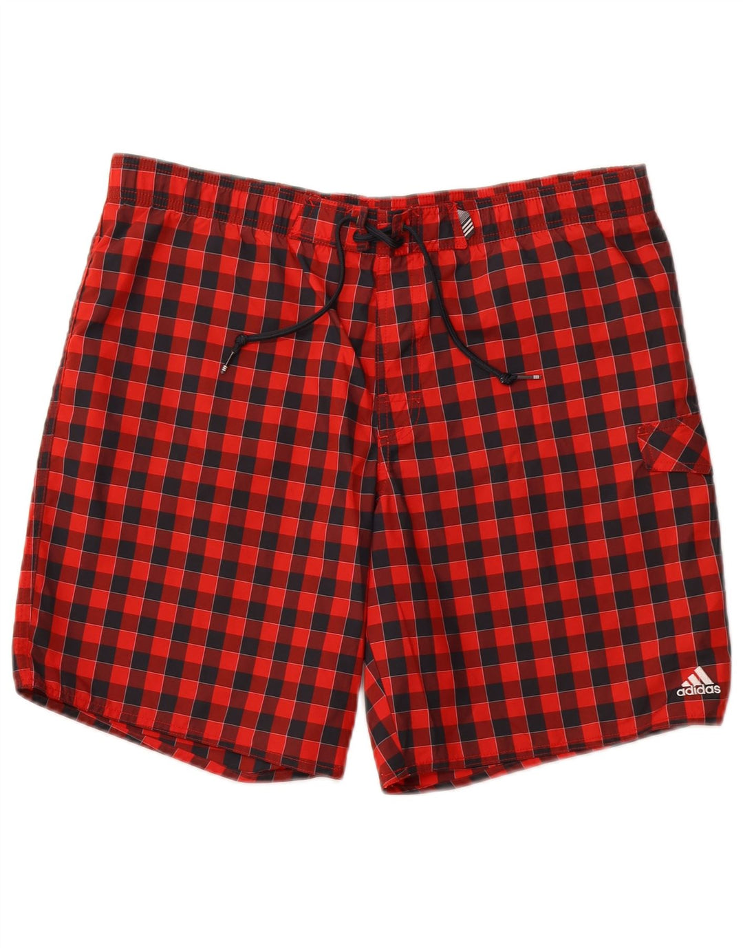 Shorts de natação masculinos ADIDAS médio vermelho guingão poliéster