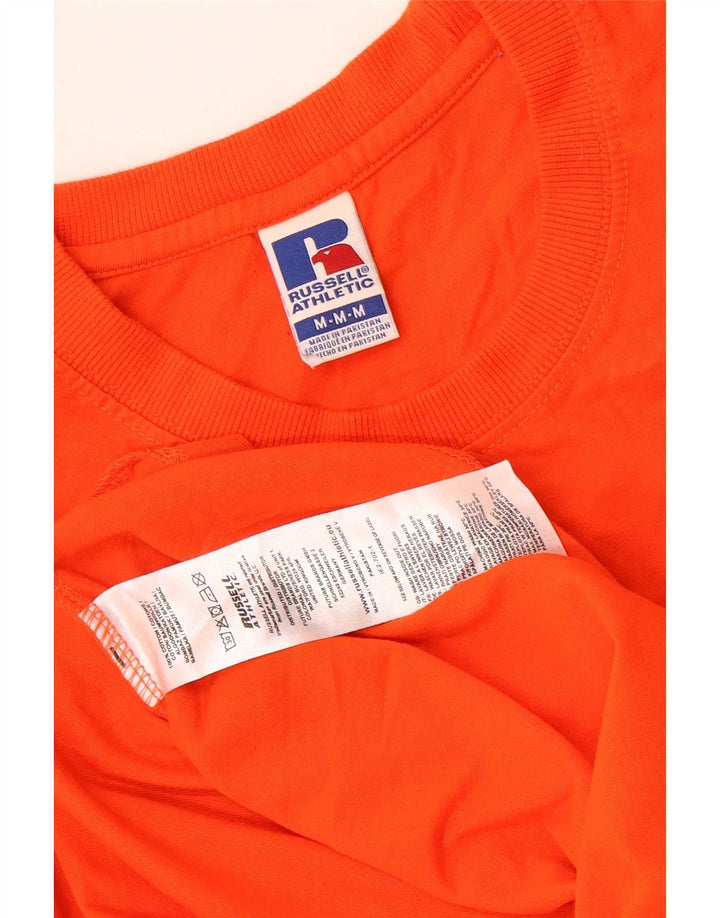 Russell Athletic Camiseta masculina gráfica Top médio algodão laranja