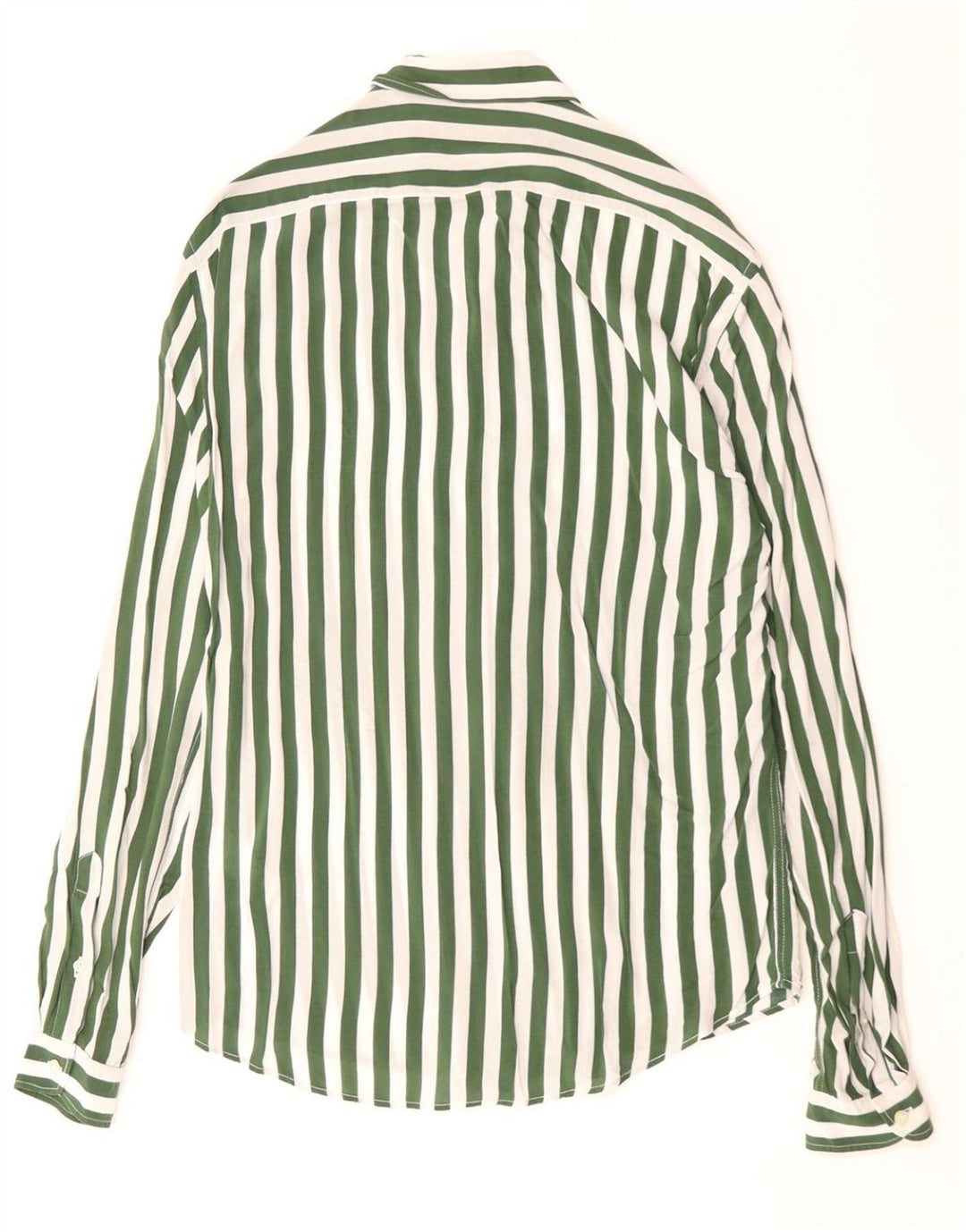 Camisa masculina ZARA Slim Fit pequena viscose listrada verde