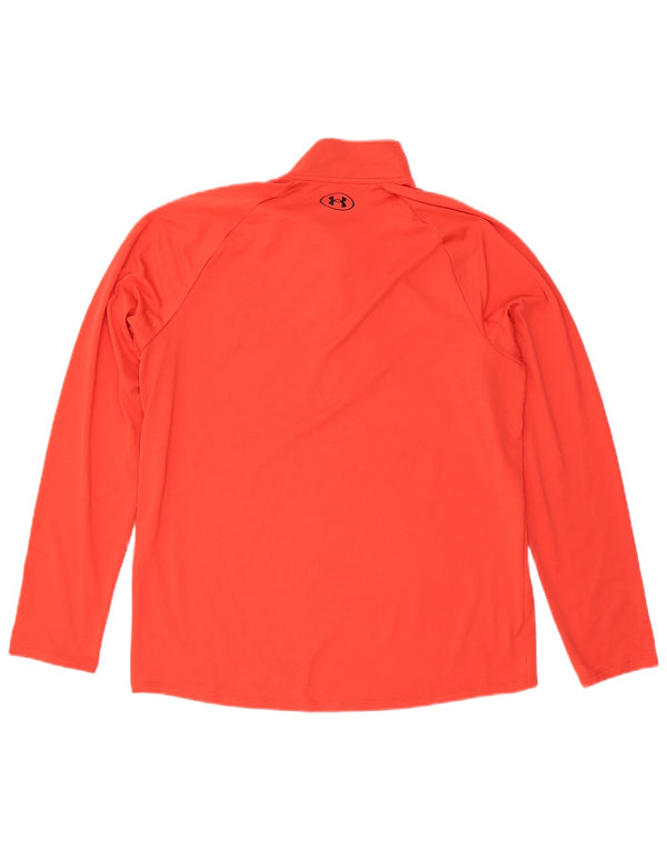 Under Armour Mens Zip Neck Pulôver Treino Top Grande Vermelho