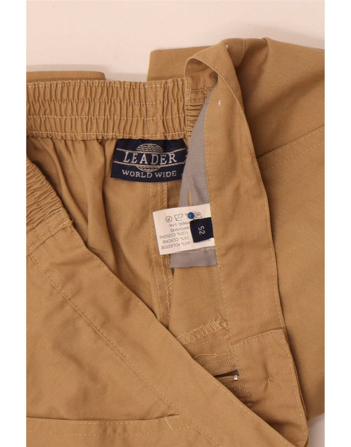 Leader Mens Casual Shorts W32 Poliéster Bege Médio