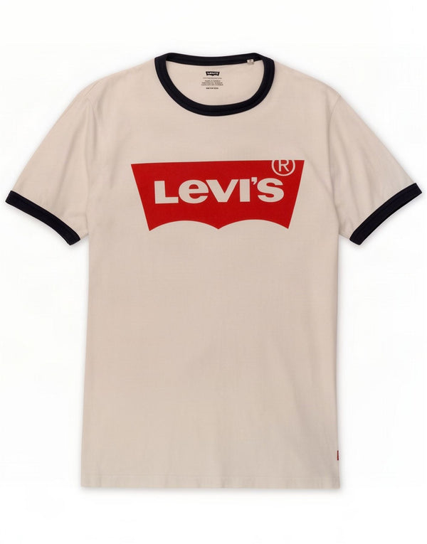 Levi's Camiseta gráfica masculina Top XS de algodão branco