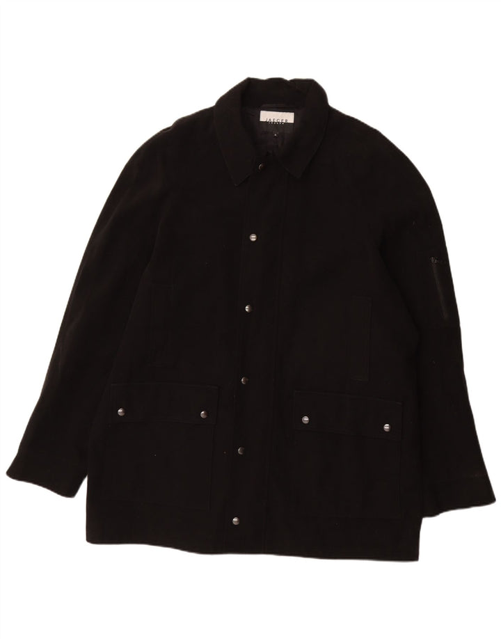 Sobretudo masculino Jaeger UK 42 XL algodão preto