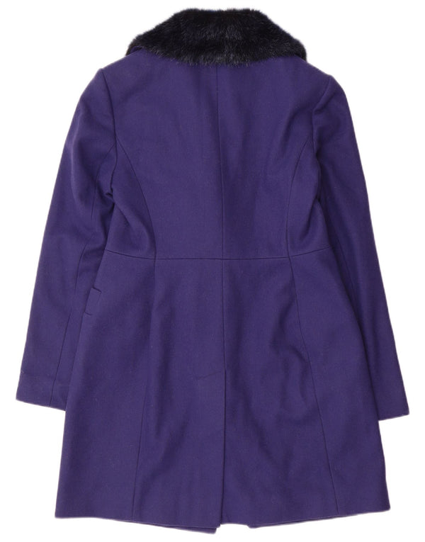 Casaco feminino com peito duplo French Connection UK 10 lã roxa pequena