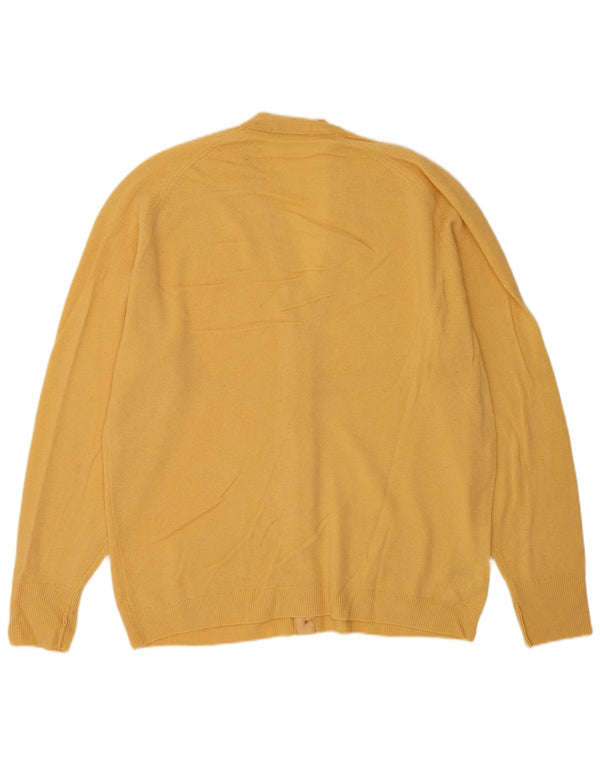 Suéter cardigã masculino Marks & Spencer XL lã virgem amarela