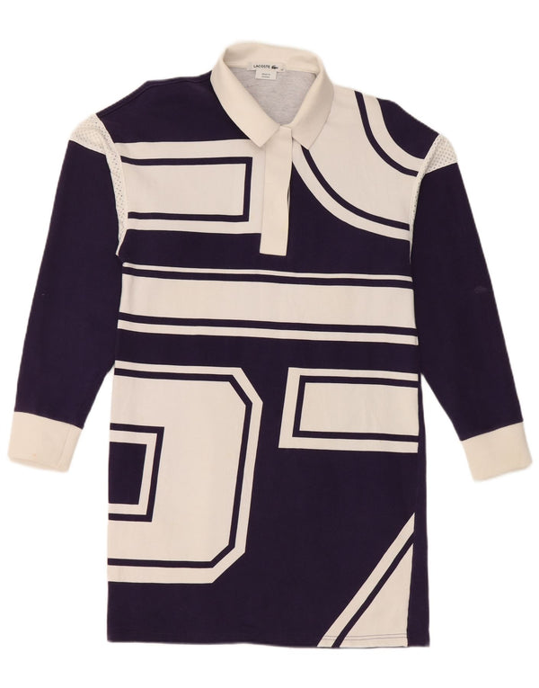 Vestido polo feminino de manga comprida Lacoste tamanho 38 médio roxo geométrico