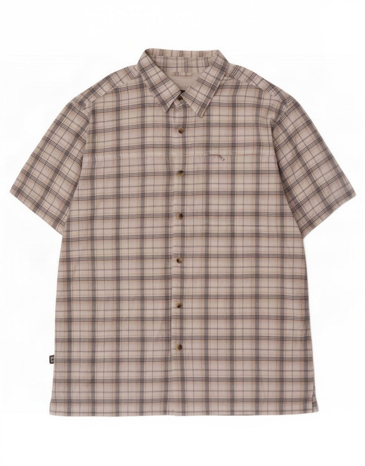 Camisa masculina de manga curta Mountain Warehouse, algodão xadrez branco médio