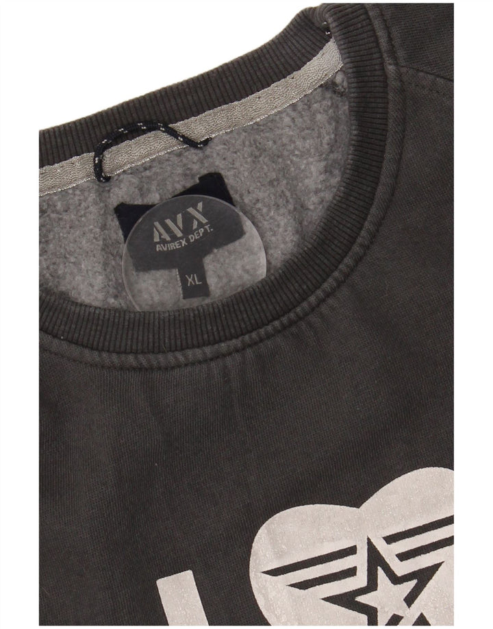 Suéter gráfico feminino Avirex UK 18 XL algodão cinza
