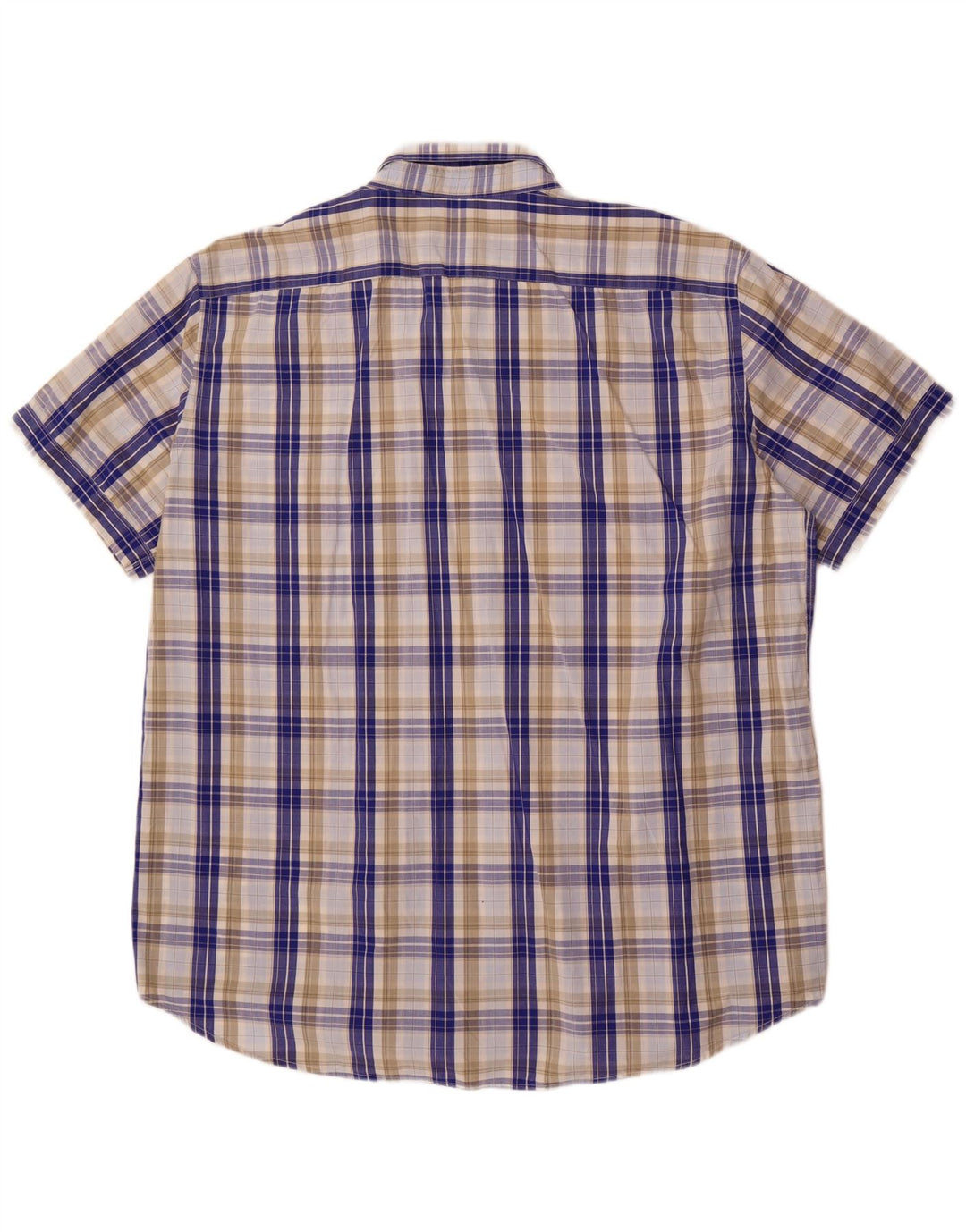 Camisa masculina Carrera Regular Fit manga curta 3XL algodão xadrez azul