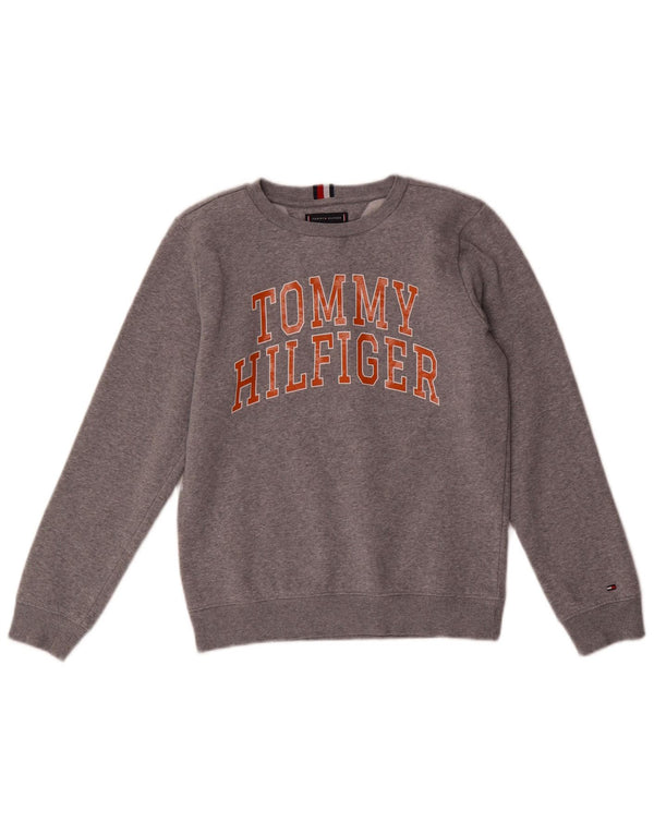 Tommy Hilfiger Meninos moletom gráfico jumper 11-12 anos algodão cinza