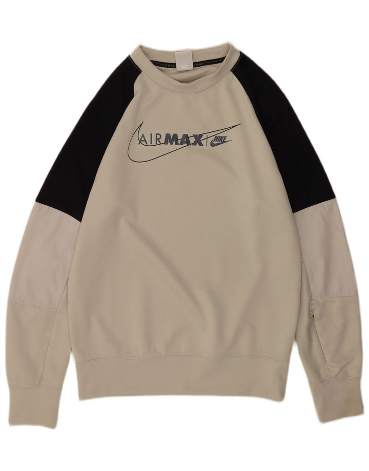 Moletom gráfico masculino Nike Jumper pequeno cinza colorblock poliéster