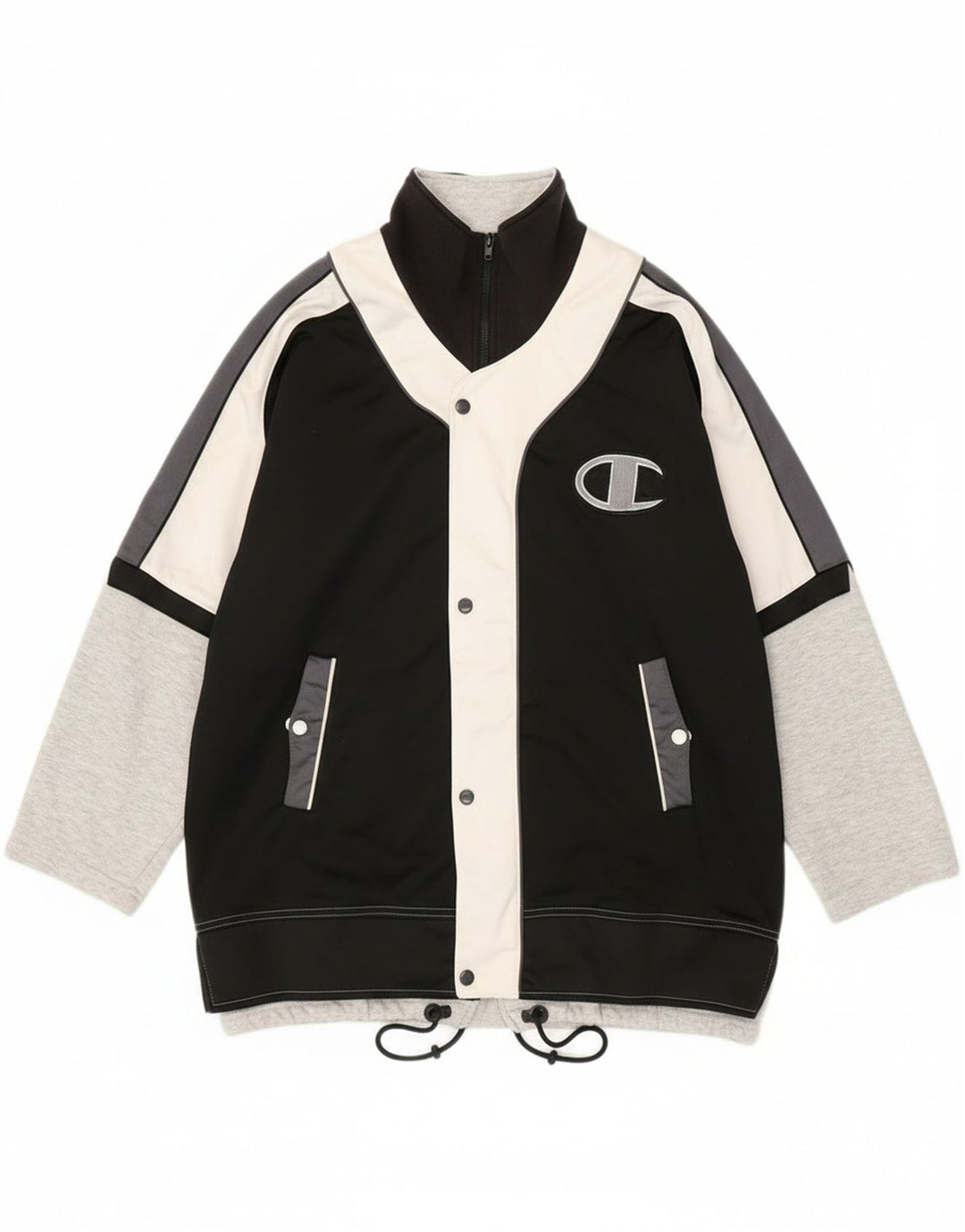 Jaqueta masculina de agasalho gráfico Champion grande preta colorida esportiva