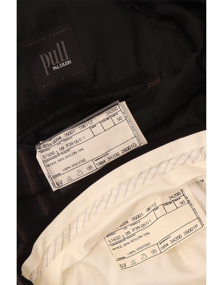 PAL ZILERI terno masculino de 3 botões e 2 peças IT 50 grande W34 L33 preto listrado
