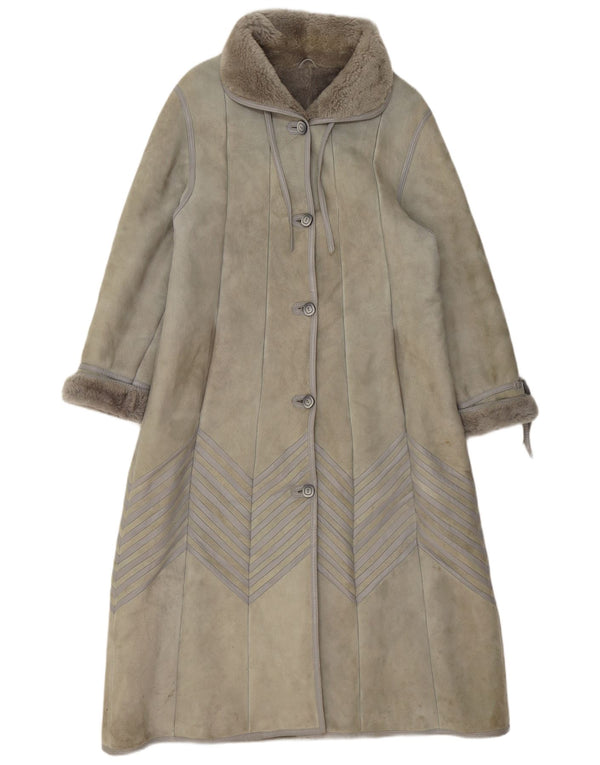 Casaco feminino vintage de shearling EU 40 pele de cordeiro cinza médio