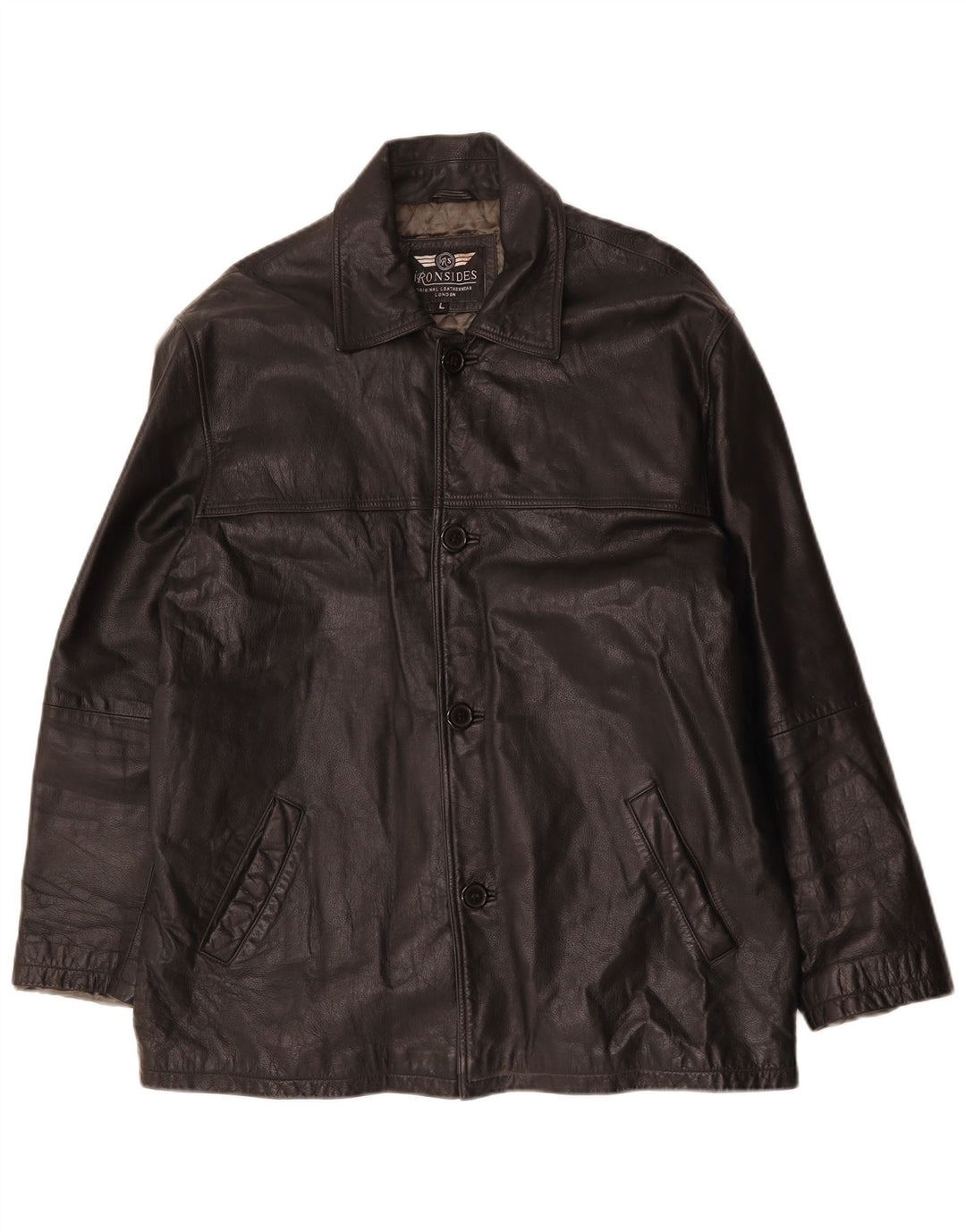 Jaqueta de couro masculina Ironsides UK 40 grande couro preto