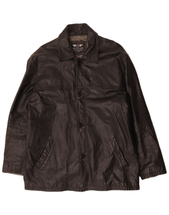 Jaqueta de couro masculina Ironsides UK 40 grande couro preto