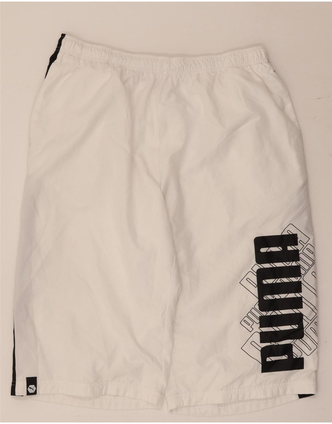 Shorts esportivos gráficos masculinos Puma XL branco colorblock poliéster