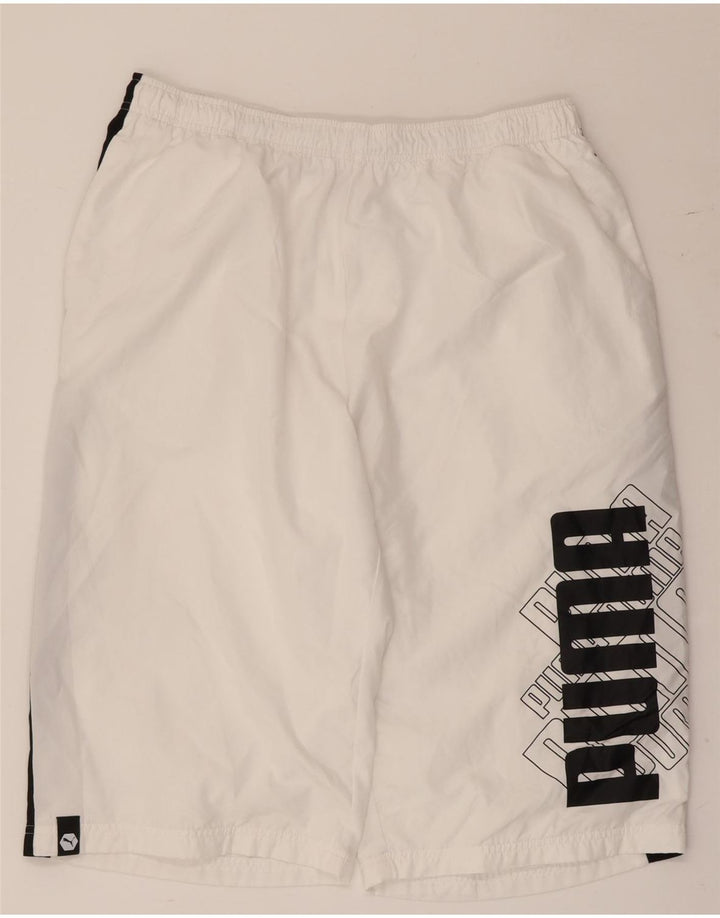 Shorts esportivos gráficos masculinos Puma XL branco colorblock poliéster