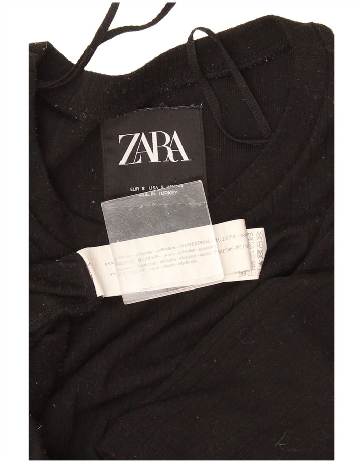 Vestido maxi feminino Zara Reino Unido 8 pequeno poliéster preto