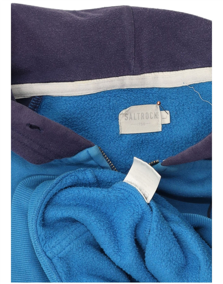 Suéter masculino com capuz e zíper Saltrock grande algodão colorido azul