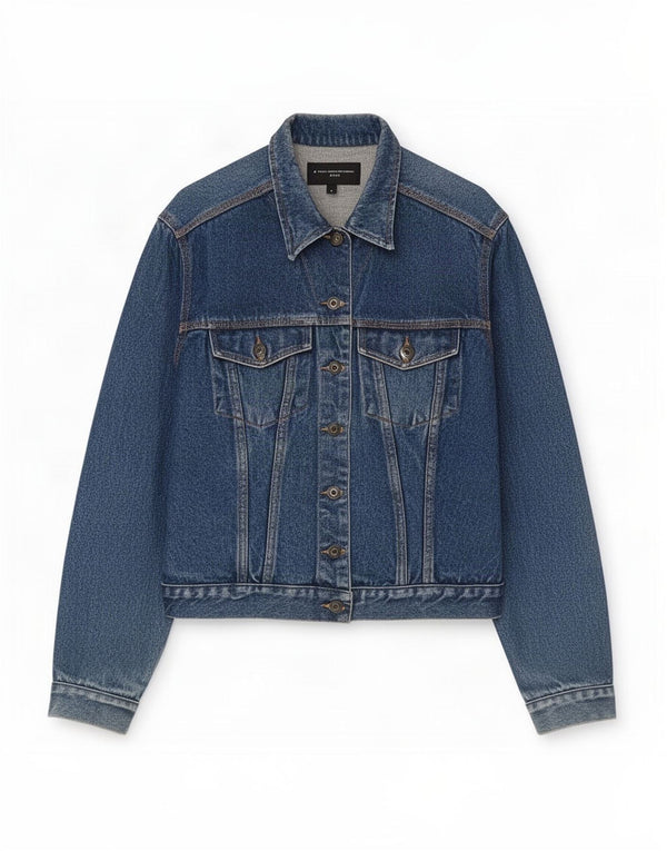 Jaqueta jeans feminina French Connection Reino Unido 16 grande algodão azul