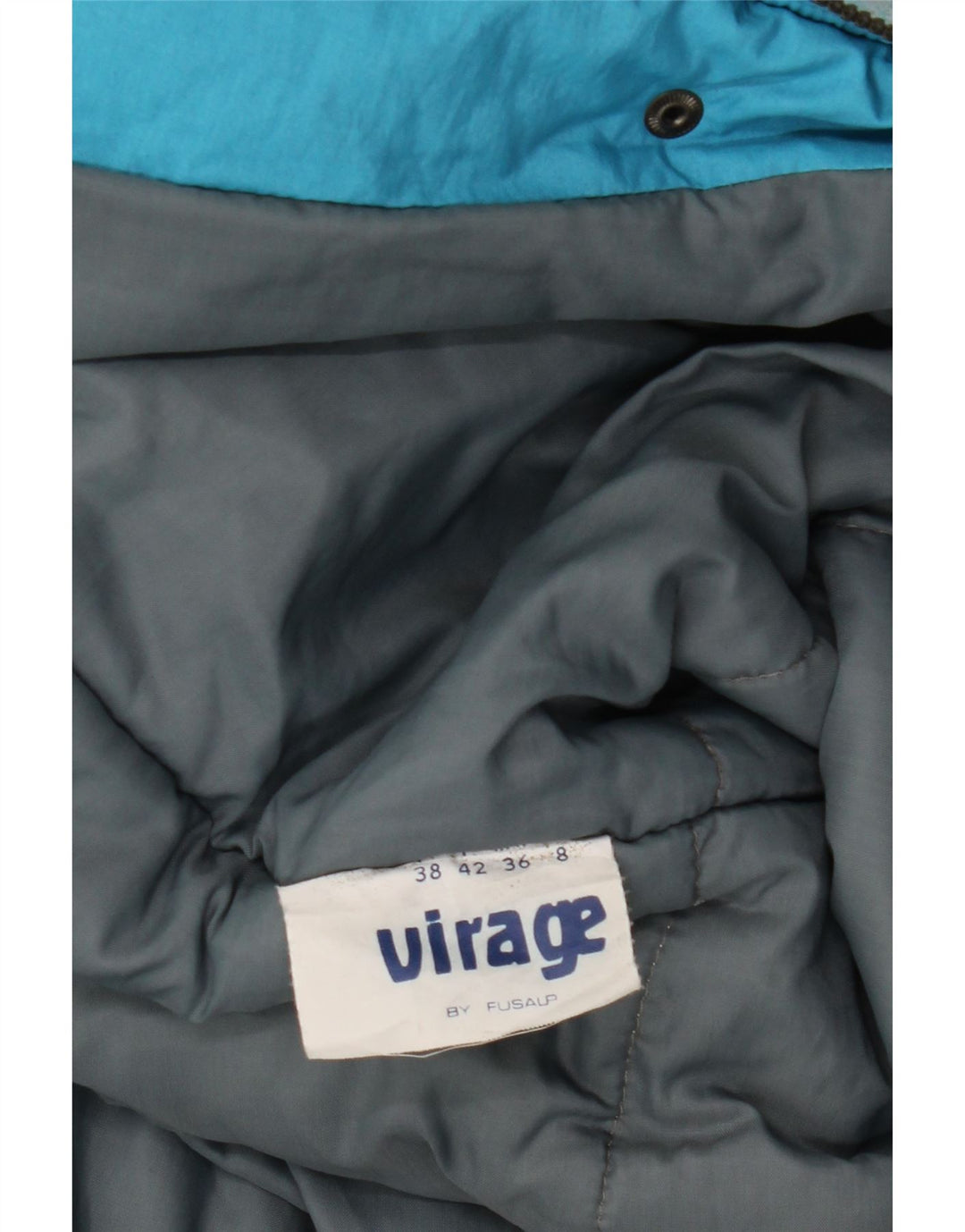 Jaqueta corta-vento feminina VINTAGE com padrão abstrato IT 42 azul médio