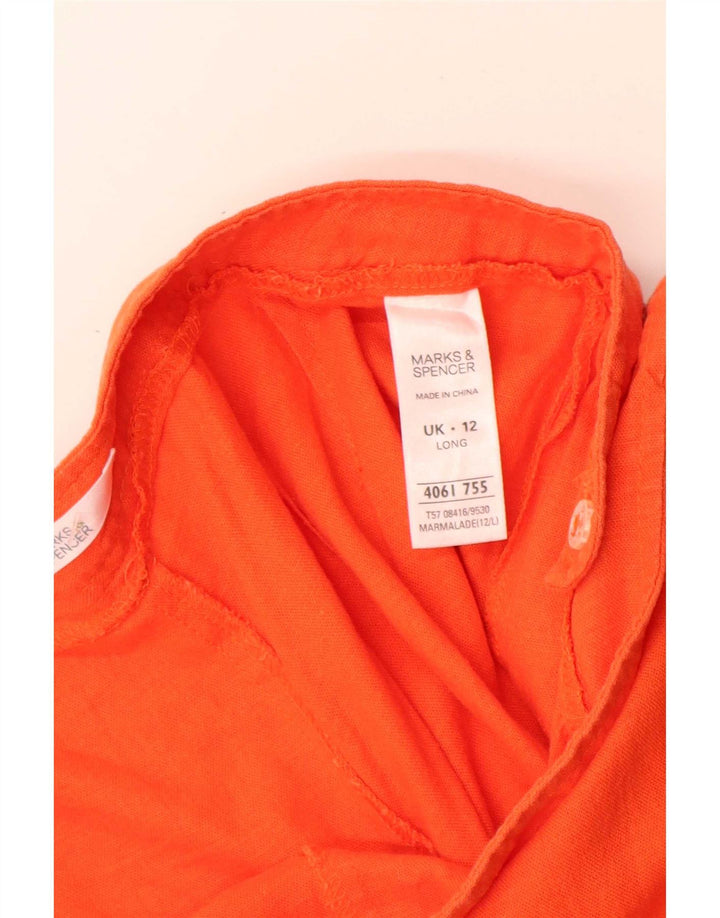 Calça capri feminina Marks & Spencer UK 12 médio W30 L23 laranja linho