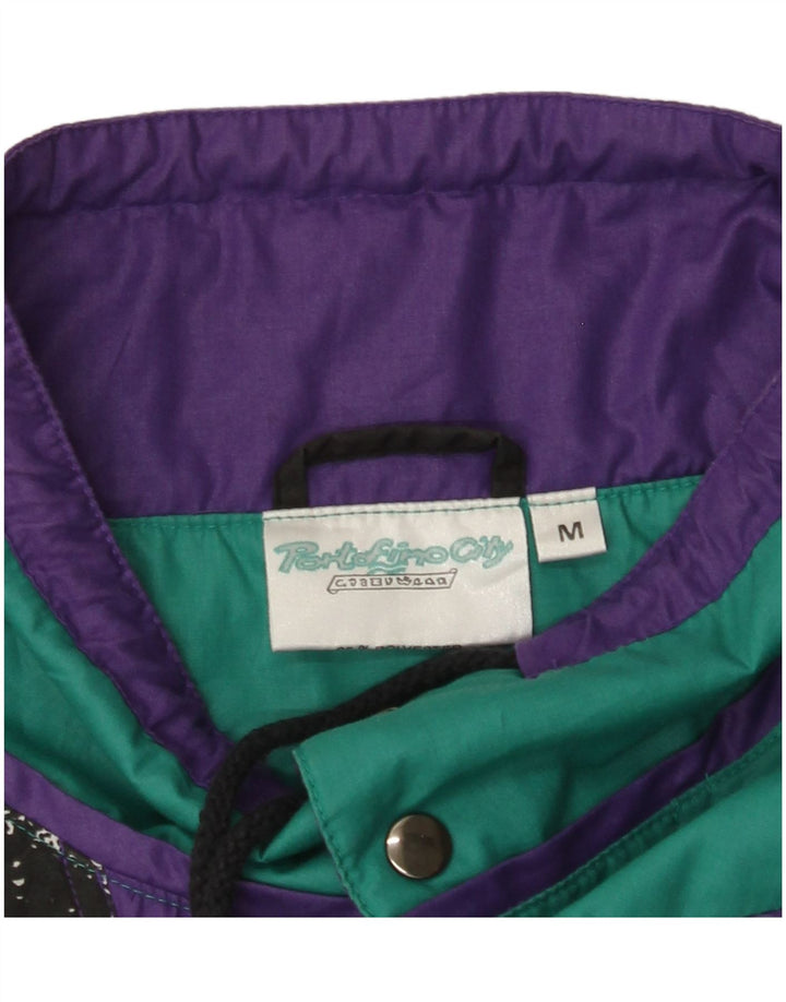 VINTAGE Mens Pulôver Treino Top Jaqueta Médio Preto Colorblock